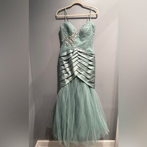 Mon Cheri Strapless Gown in Soft Blue